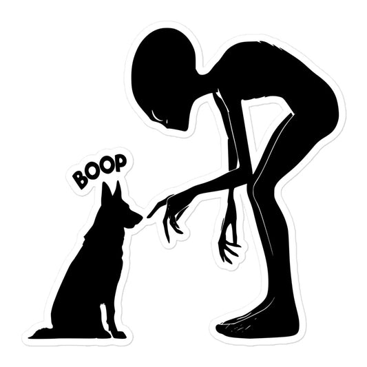 Alien German Shepherd Boop Sticker - I Love Cryptids