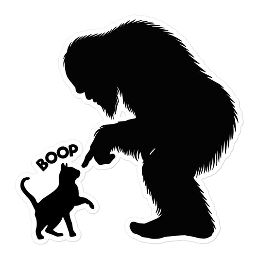 Bigfoot Playful Cat Boop Sticker - I Love Cryptids