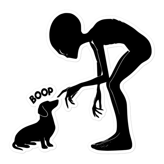 Alien Dachshund Boop Sticker - I Love Cryptids