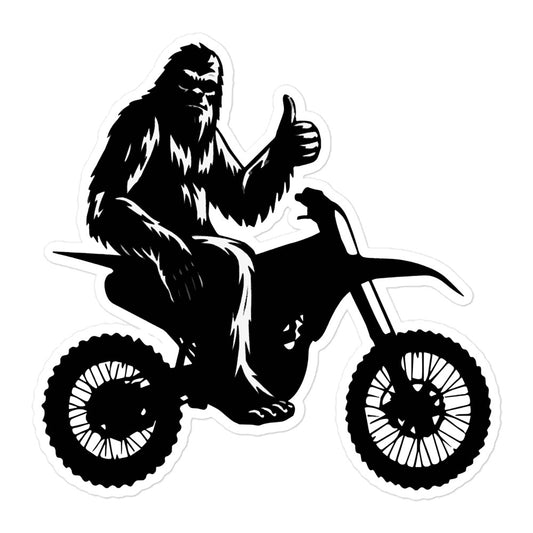 Thumb Up Dirt Bike Bigfoot Sticker - I Love Cryptids