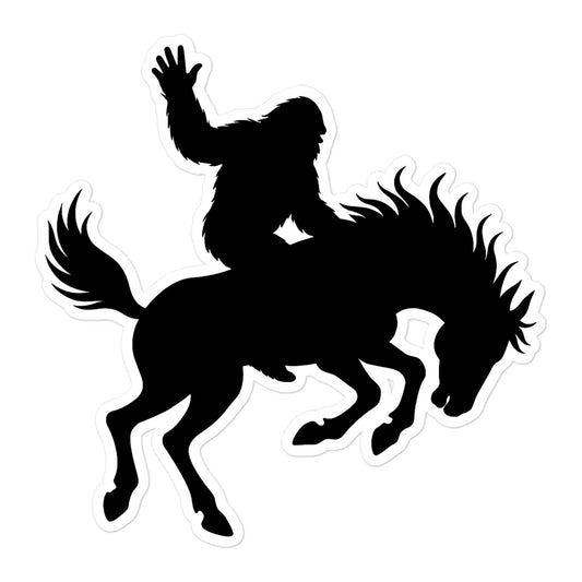 Bigfoot Riding Bronco Sticker - I Love Cryptids
