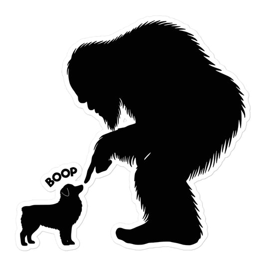 Bigfoot Mini Australian Shepherd Boop Sticker - I Love Cryptids