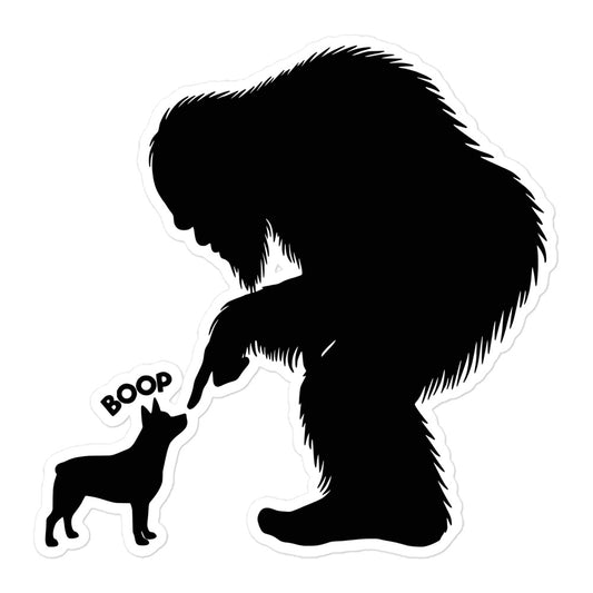 Bigfoot Mini Blue Heeler Boop Sticker - I Love Cryptids