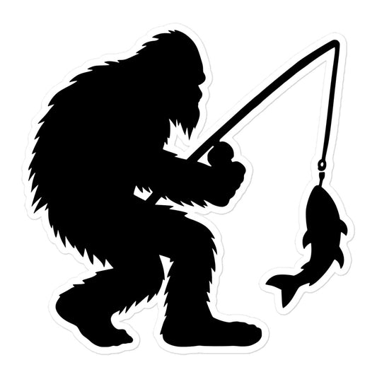 Fishing Bigfoot Sticker - I Love Cryptids